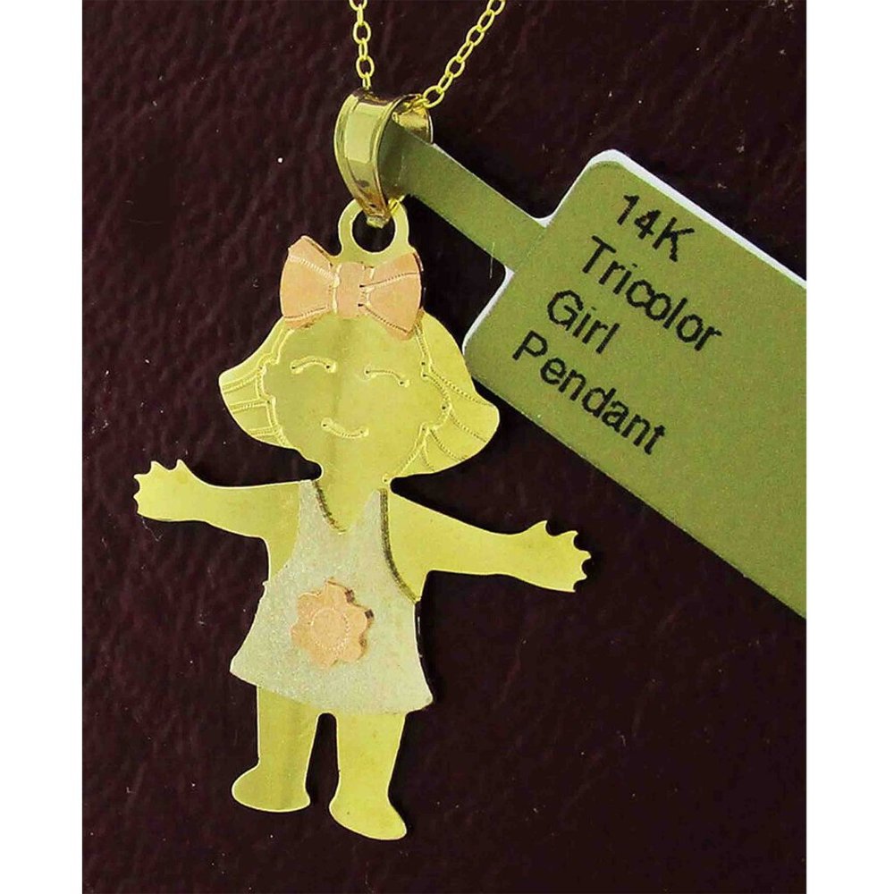 Tri-Color Girl Pendant 14K Gold